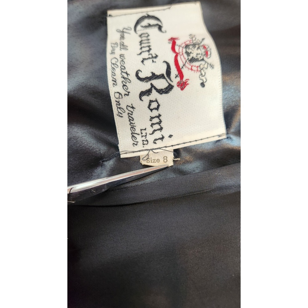 60s 70s Vintage Count Romi Black Trench Coat All Weather Traveler Size 8 Medium - Picture 12 of 16